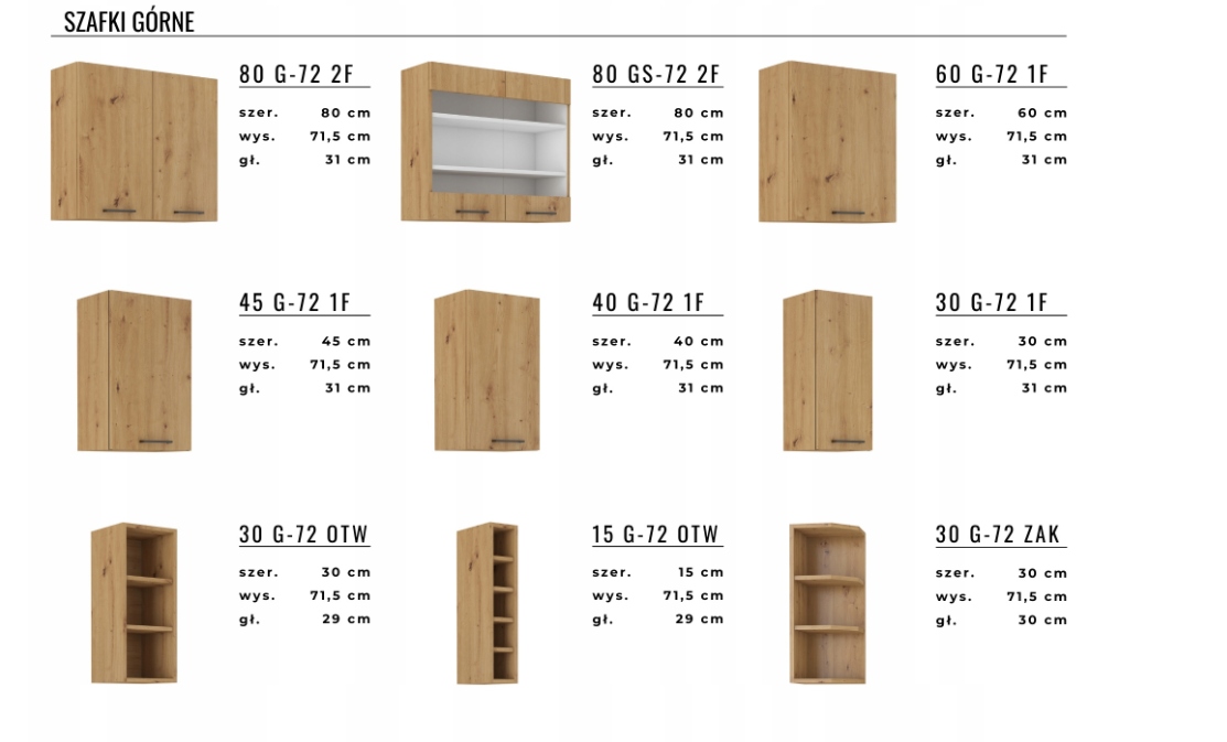 Szafka kuchenna MODENA 80 G-72 2 F artisan Kolor mebla dąb artisan