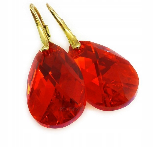 Nové! Krystaly Červené Náušnice Zlaté Stříbro