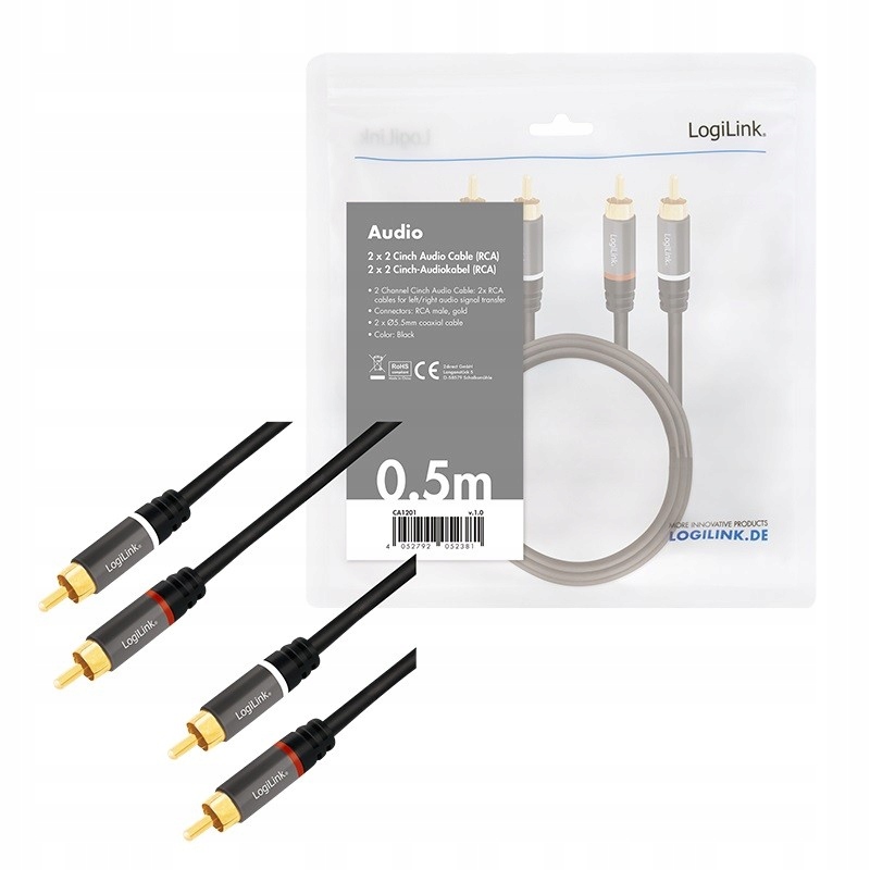 Qoltec Cable 2xRCA / Mini Jack 3.5mm male, 1m