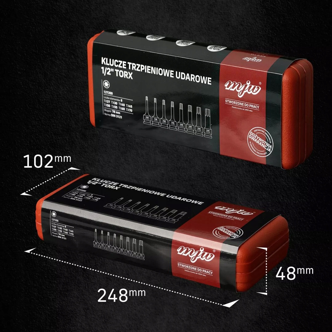 ZESTAW NASADEK TRZPIENIOWYCH UDAROWYCH 1/2" TORX DŁUGICH Kod producenta 127200