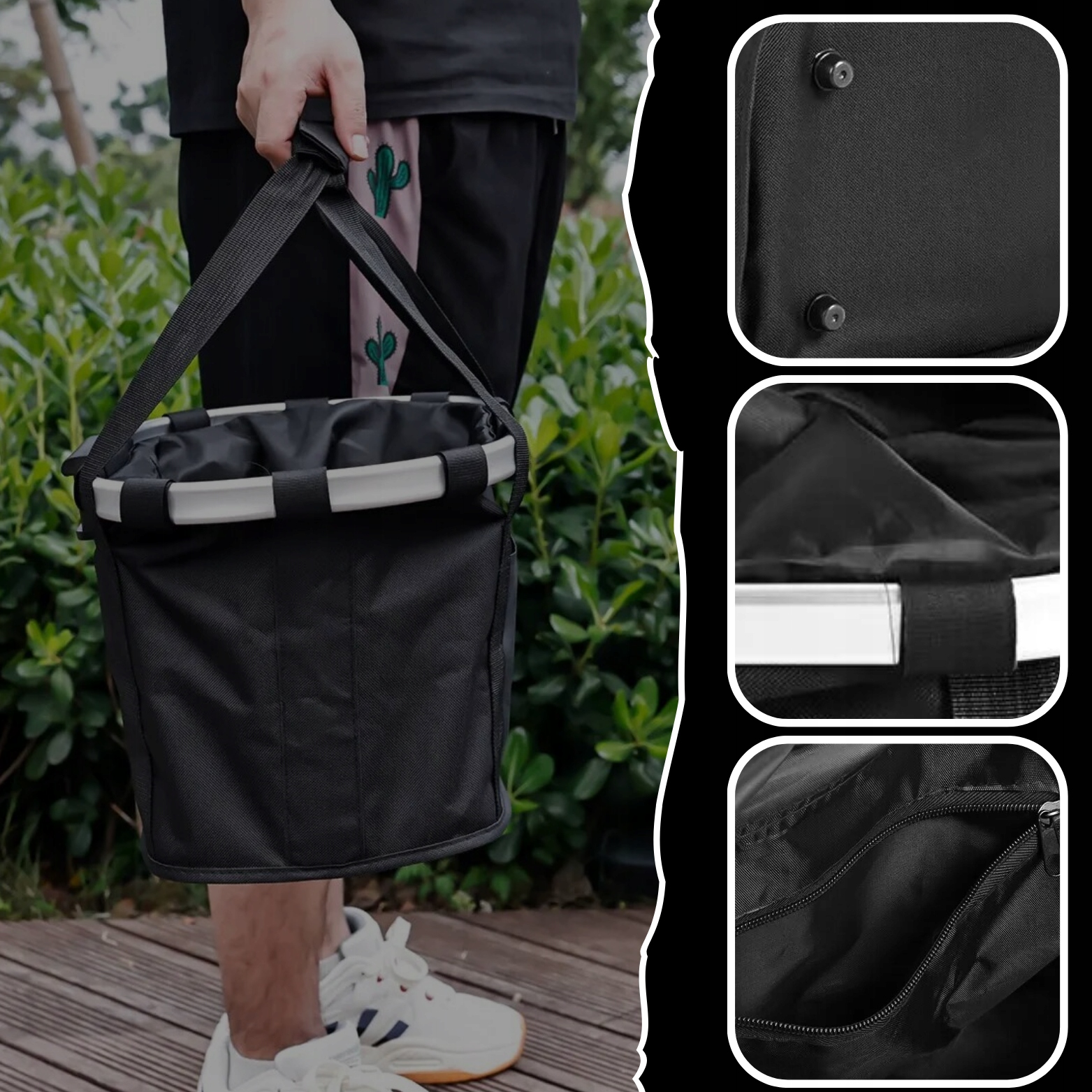 KOSZYK NA ROWER KIEROWNICĘ KOSZ ROWEROWY DO ROWERU WPINANY TORBA + UCHWYT Szerokość produktu 34 cm