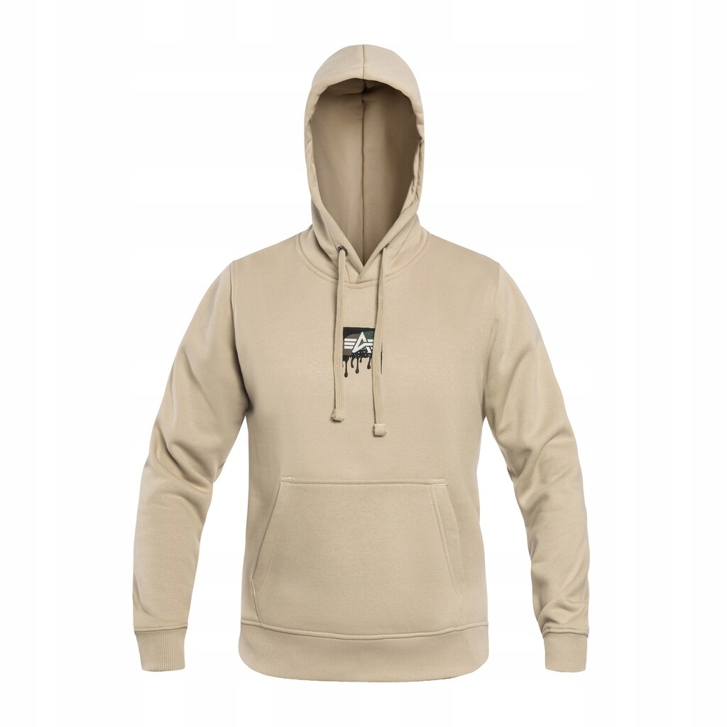 Pánská mikina s kapucí Alpha Industries Dripping Camo Print béžová M