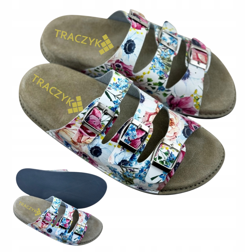 Nazouváky Ortopedické Traczyk 3 Květinové Proužky Přírodní Kůže Fusbet vel. 40