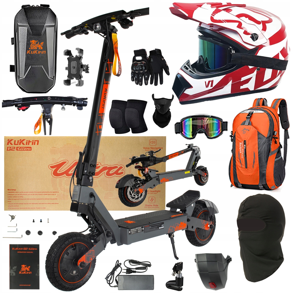 Kukirin G2 Ultra elektrické vozidlo 2000W 55km/h 55KM 48V18Ah 10" dárky