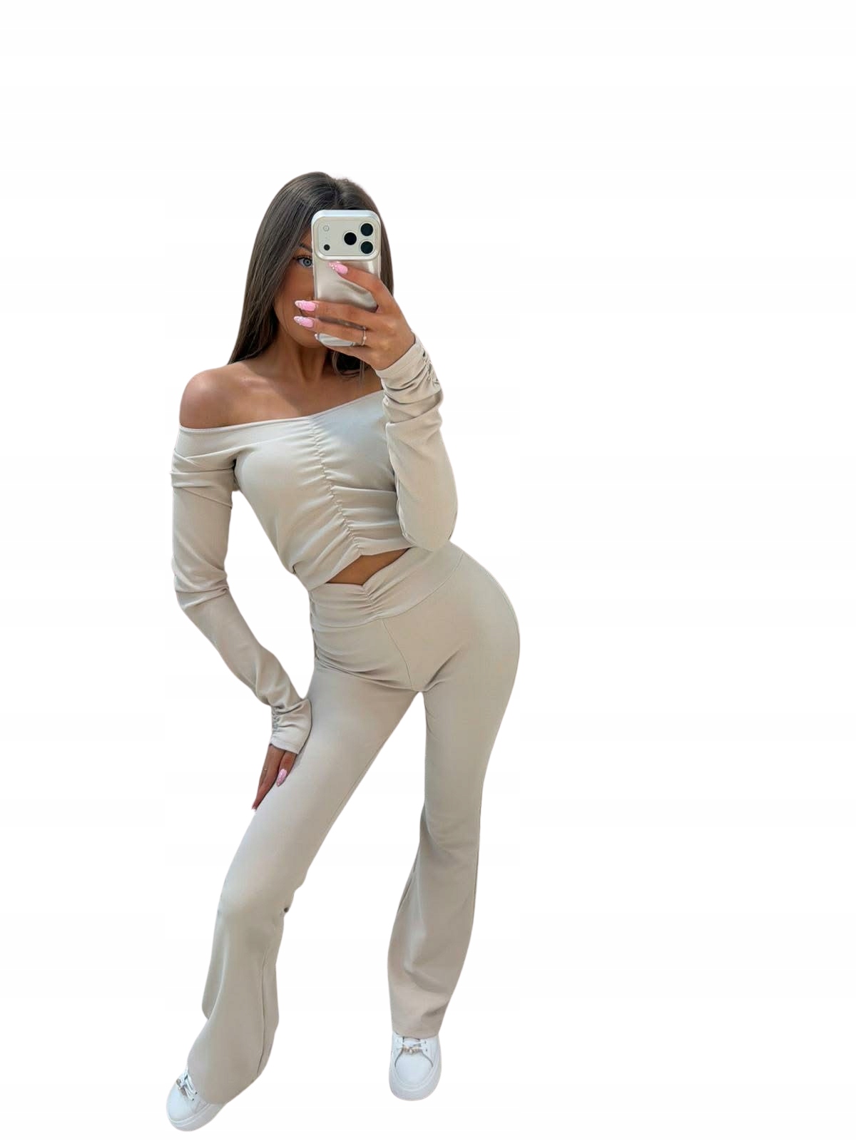 Dámský komplet halenka+zvonky Mia Maison Lumi béžová M