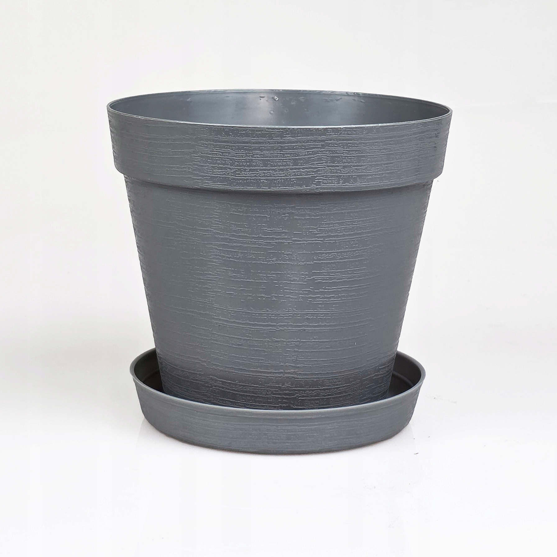 ZESTAW Doniczka 16cm + Podstawka 14cm, 1,77L Stylowy Zestaw EKO, SZARY 1