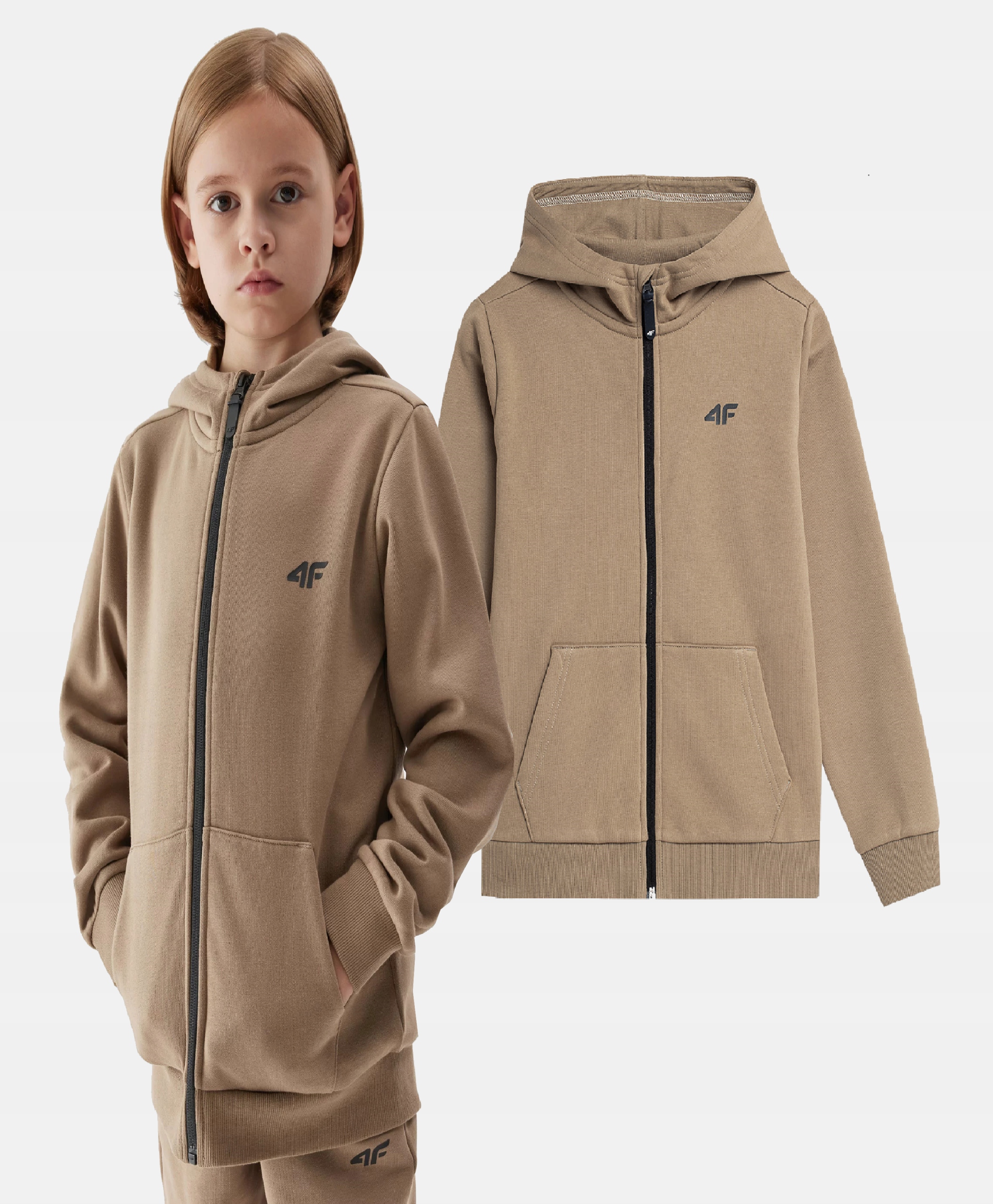 4F BLUZA CHŁOPIĘCA DRESOWA SPORTOWA Z KAPTUREM ROZPINANA
