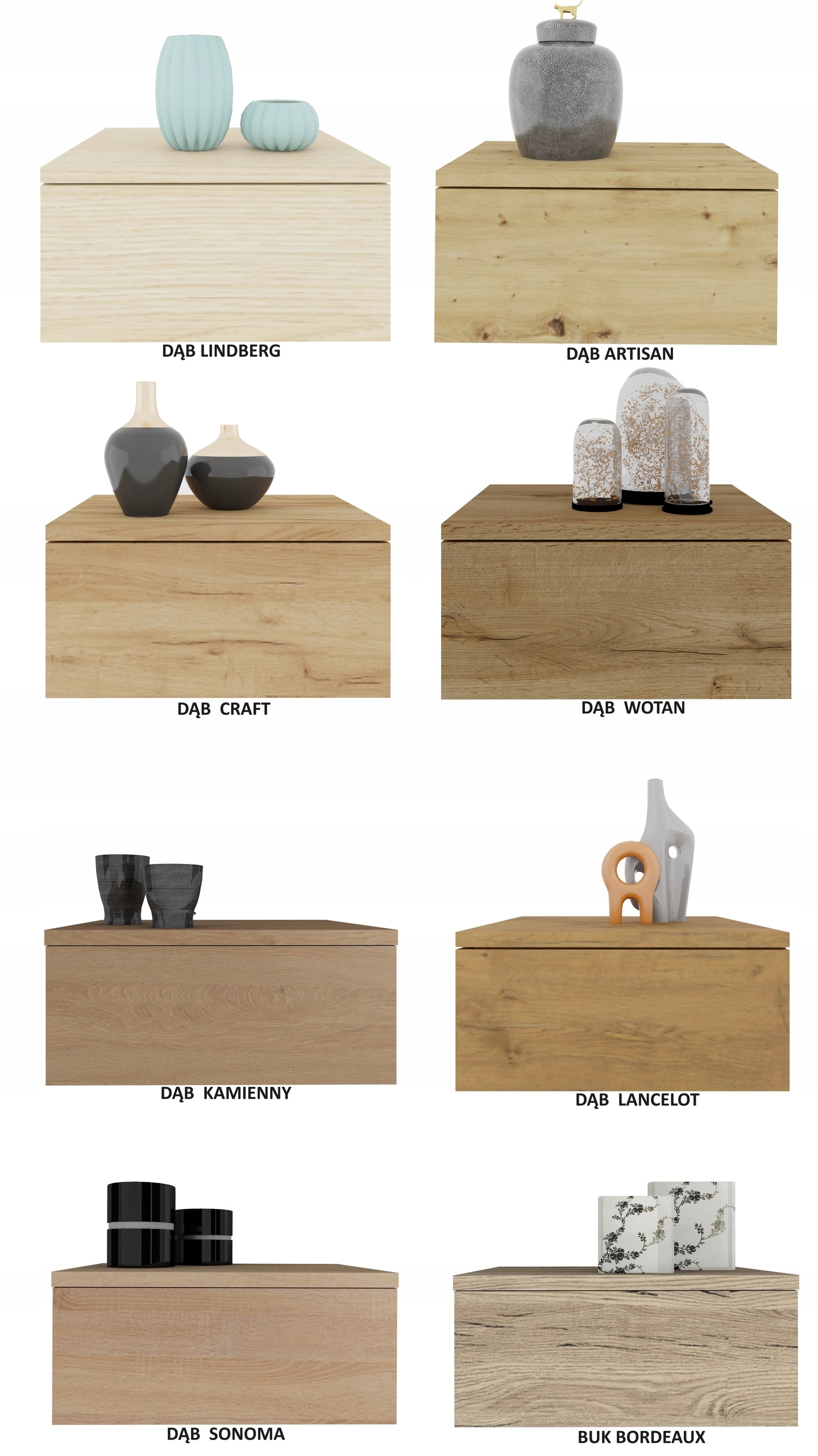 Szafka nocna Nowoczesna Czarna Wisząca Szuflada Wysokość mebla 20 cm