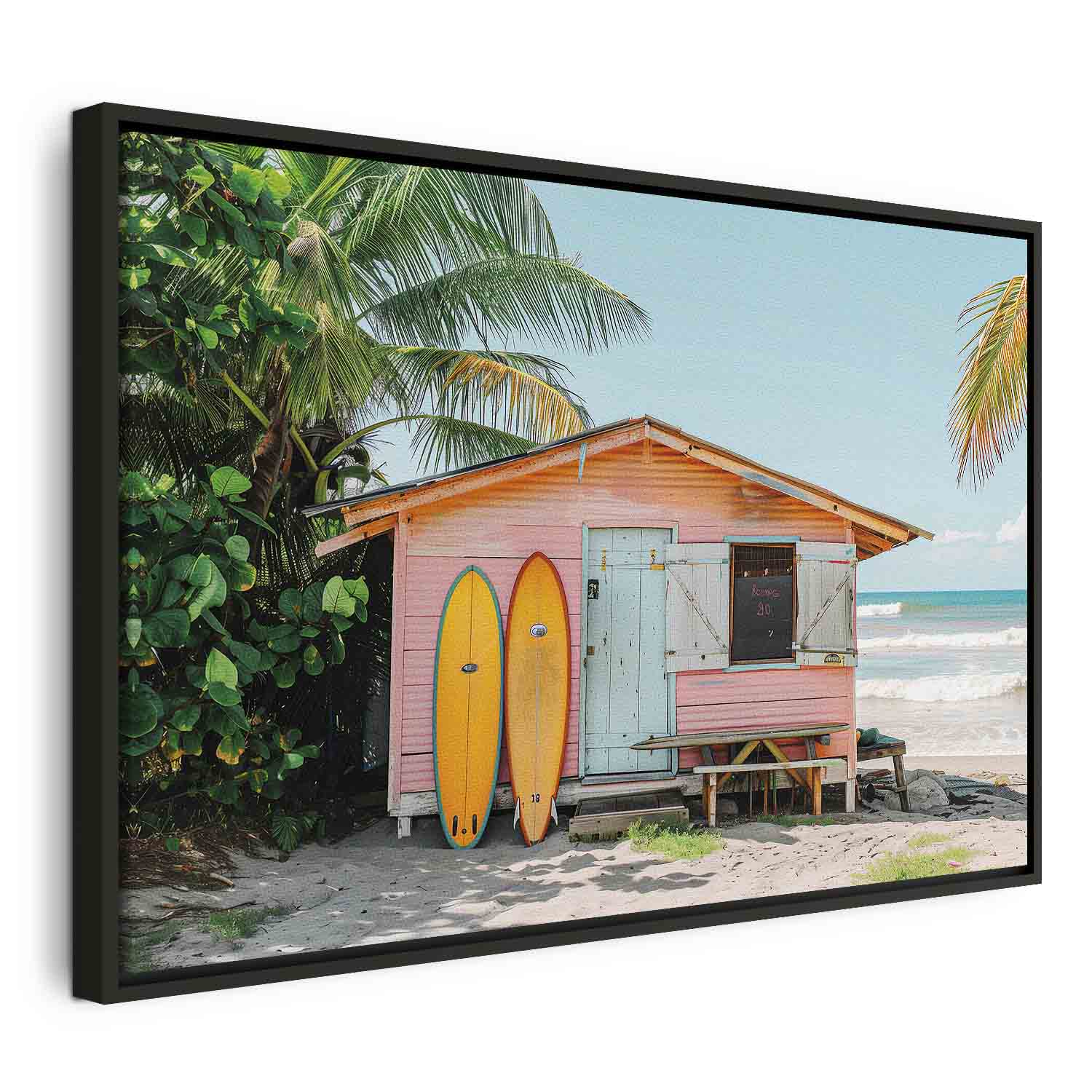 Surfovací Chatka Pláž Obraz Na Plátně V Rámu Americký Box Salon XXL 60x40