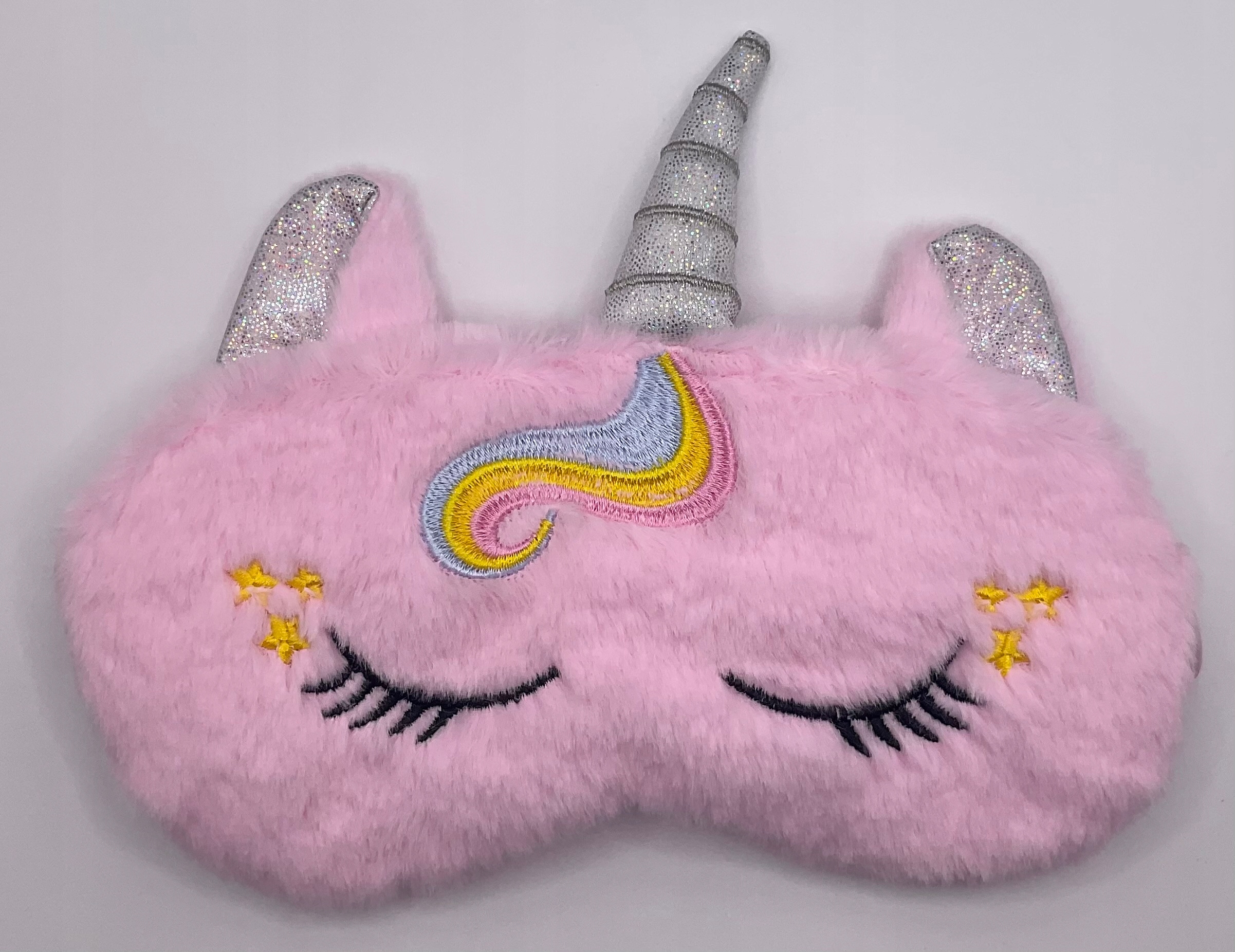 OPASKA NA OCZY MASKA DO SPANIA SNU RELAKSU JEDNOROŻEC RÓŻOWY PLUSZOWY Model na oczy