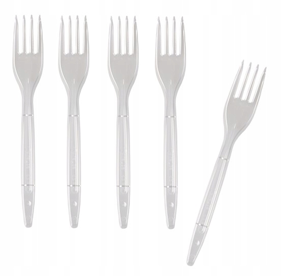 Widelce plastik transparent MOCNE zmywarka 50szt