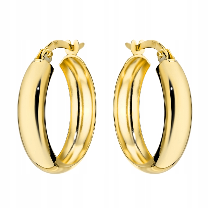 Zlaté Náušnice Dámské pr. 585 Kolečka 18mm Anglické 14k