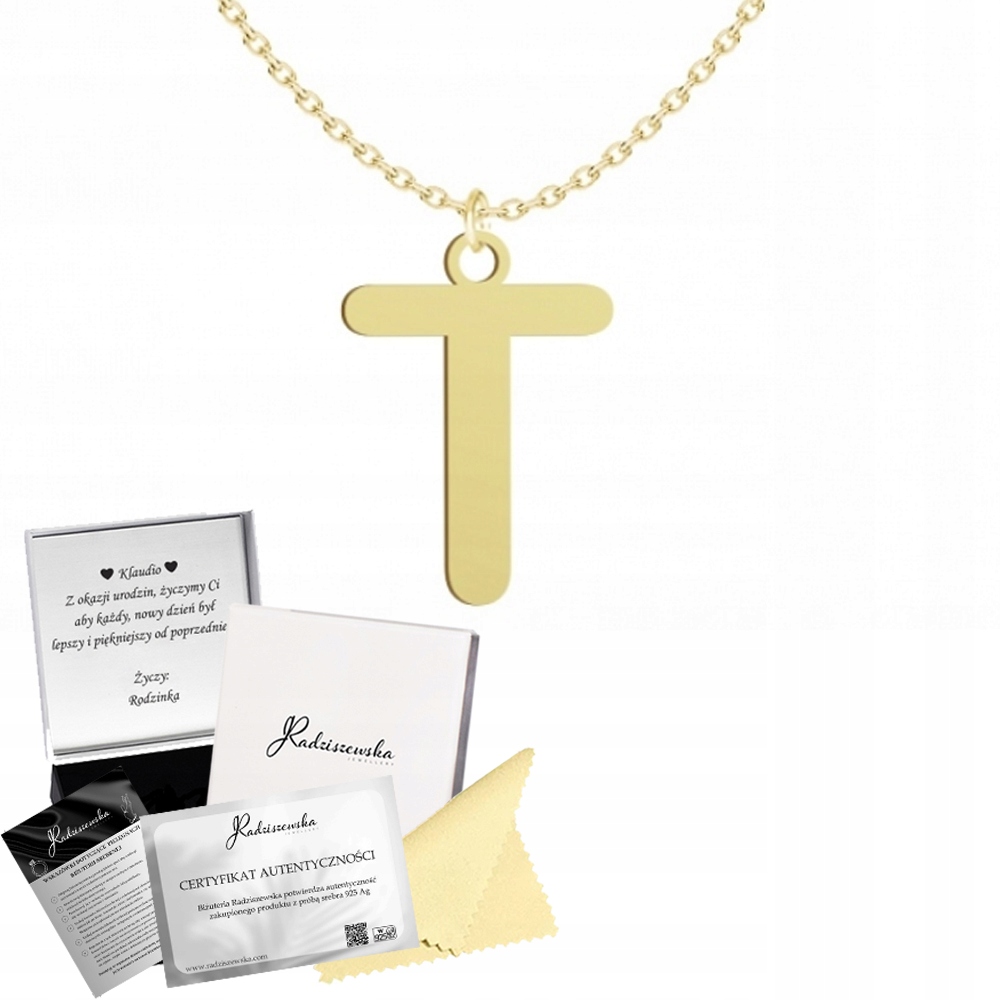 Zlatý Řetízek S Písmenem T Iniciála Stříbro 925 Narozeniny Žena Přání
