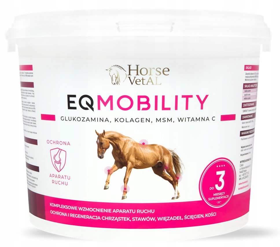 

Eqmobility 1,8kg -glukozamina,kolagen,MSM,dla koni