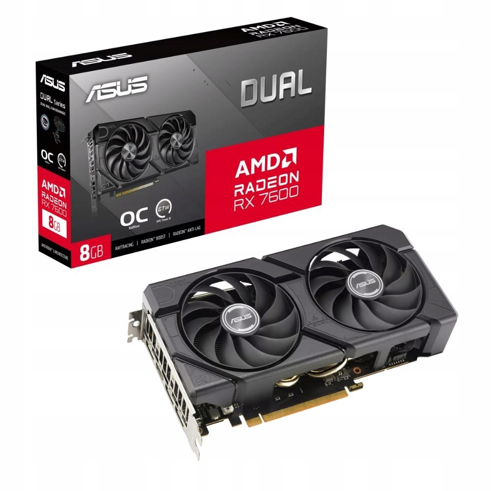 Asus Vga Amd Radeon Rx 7600 Dual 8GB Evo Oc, 8GB GDDR6, 3xDP, 1xHDMI…