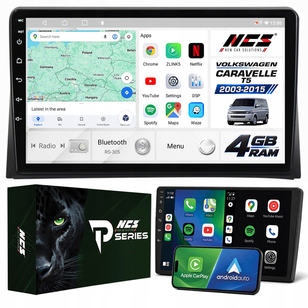 Rádio Navigácia Android RS-305 Volkswagen Caravelle T5 2003-2015 4GB 9"