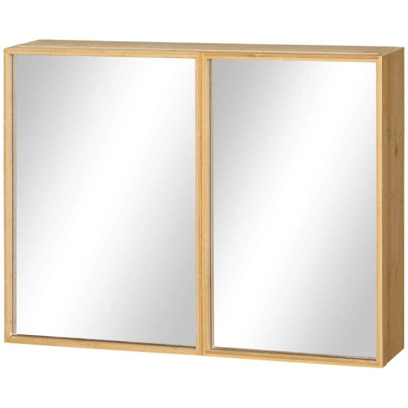 Zrkadlová skrinka kleankin bambus 65×50 cm závesná, 3 police