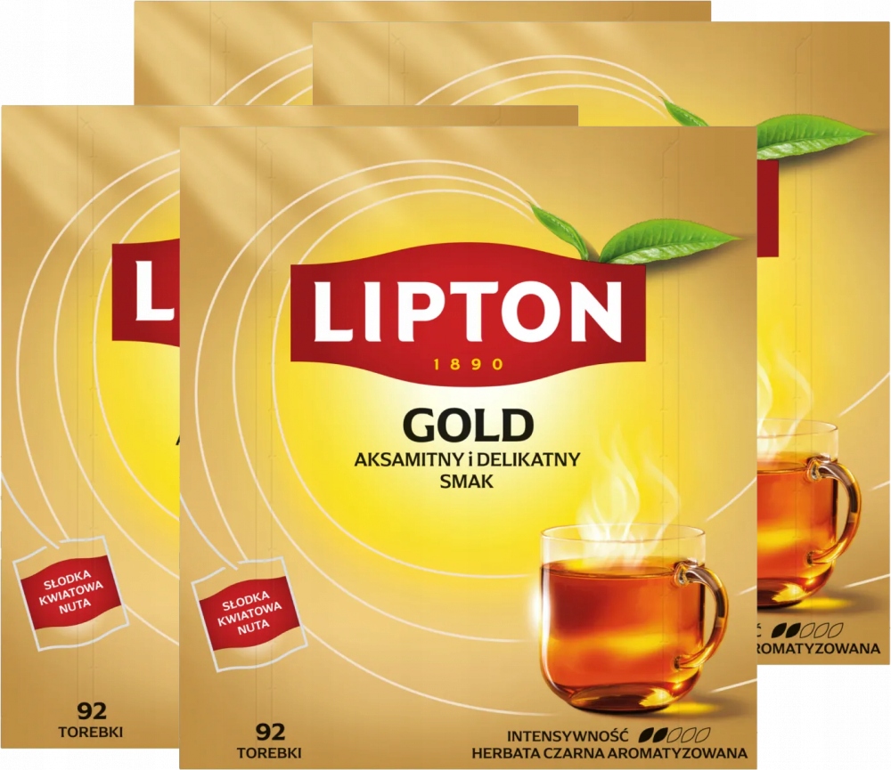 Lipton Gold Tea Herbata czarna 138g 92 torebki x4