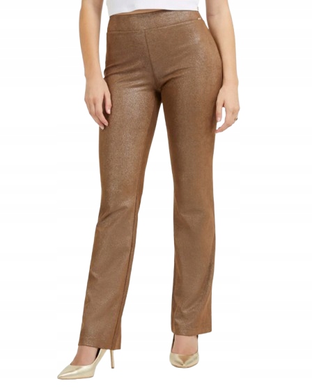 Guess Hnědé Ležérní Kalhoty S Lesklou Povrchovou Úpravou Xs 2CE