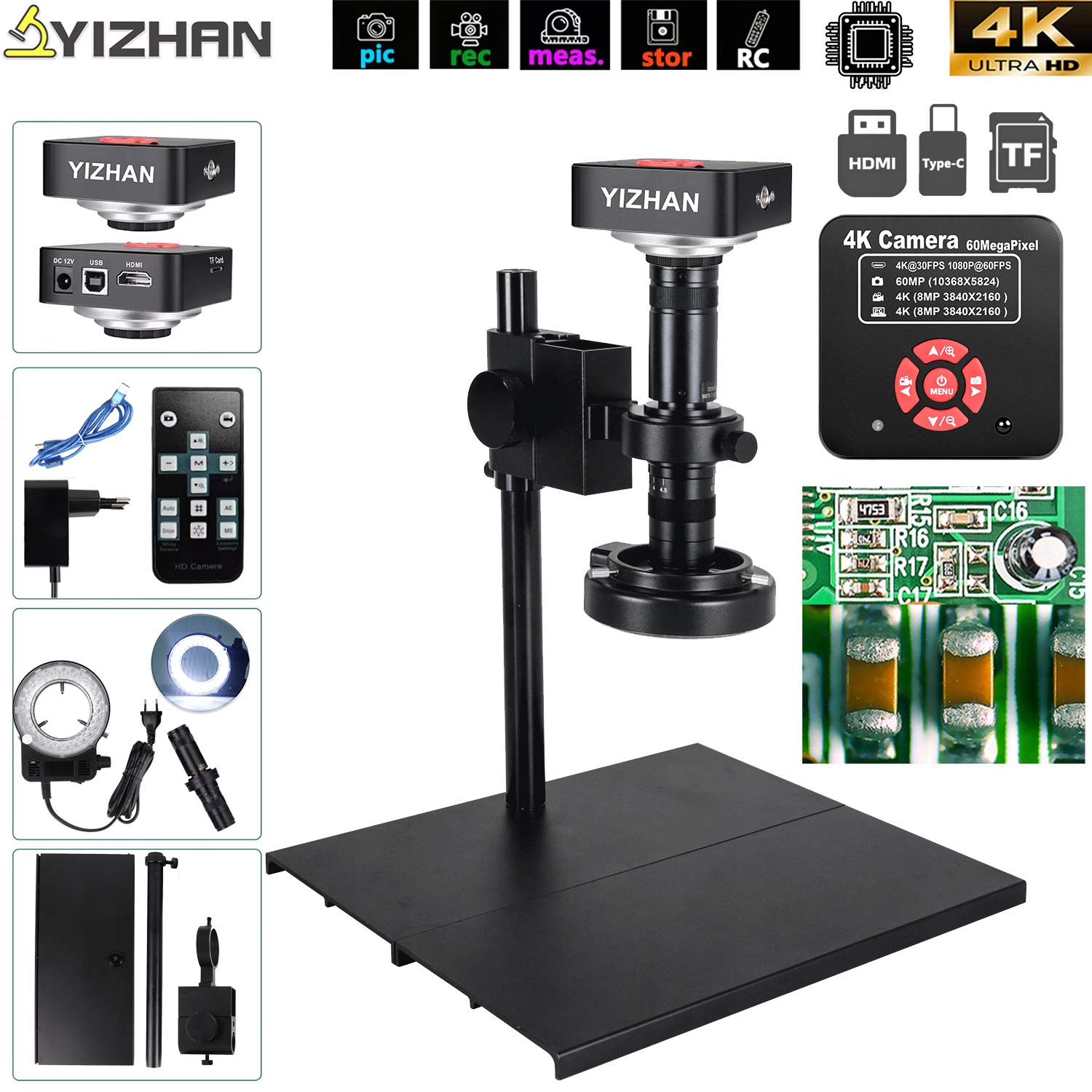 Mikroskop Cyfrowy 60MP 4K Kuaiqu 215X Elektronowy Laboratoryjny Hdmi