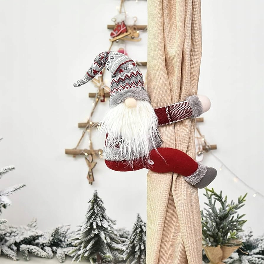 KRASNAL SKRZAT GNOM ŚWIĄTECZNY NA RZEP KLAMRA ZAPIĘCIE DO ZASŁON FIRANEK Marka bez marki