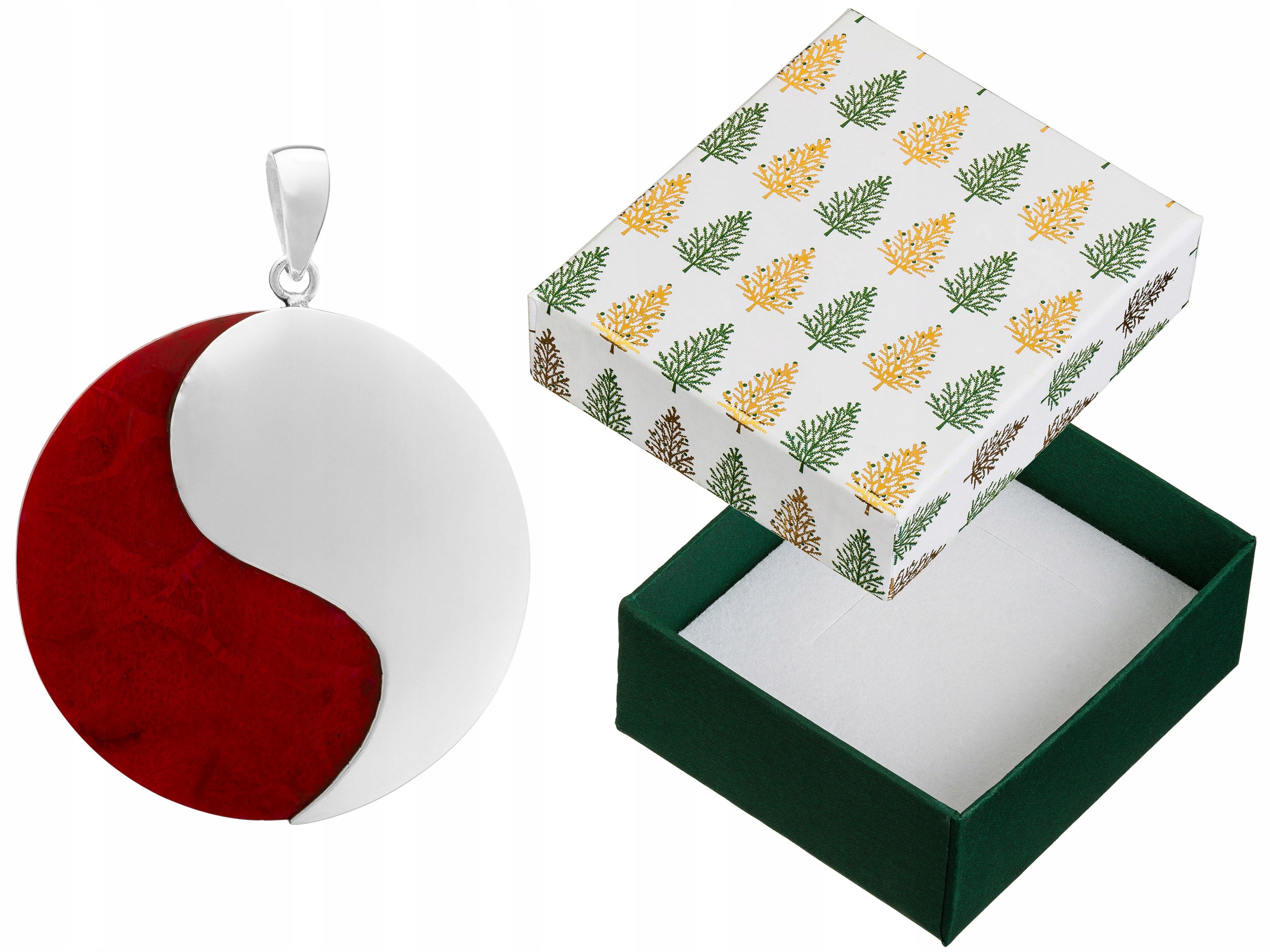 Velký stříbrný přívěsek s korálem Červený kulatý stříbrný přívěsek Kolečko