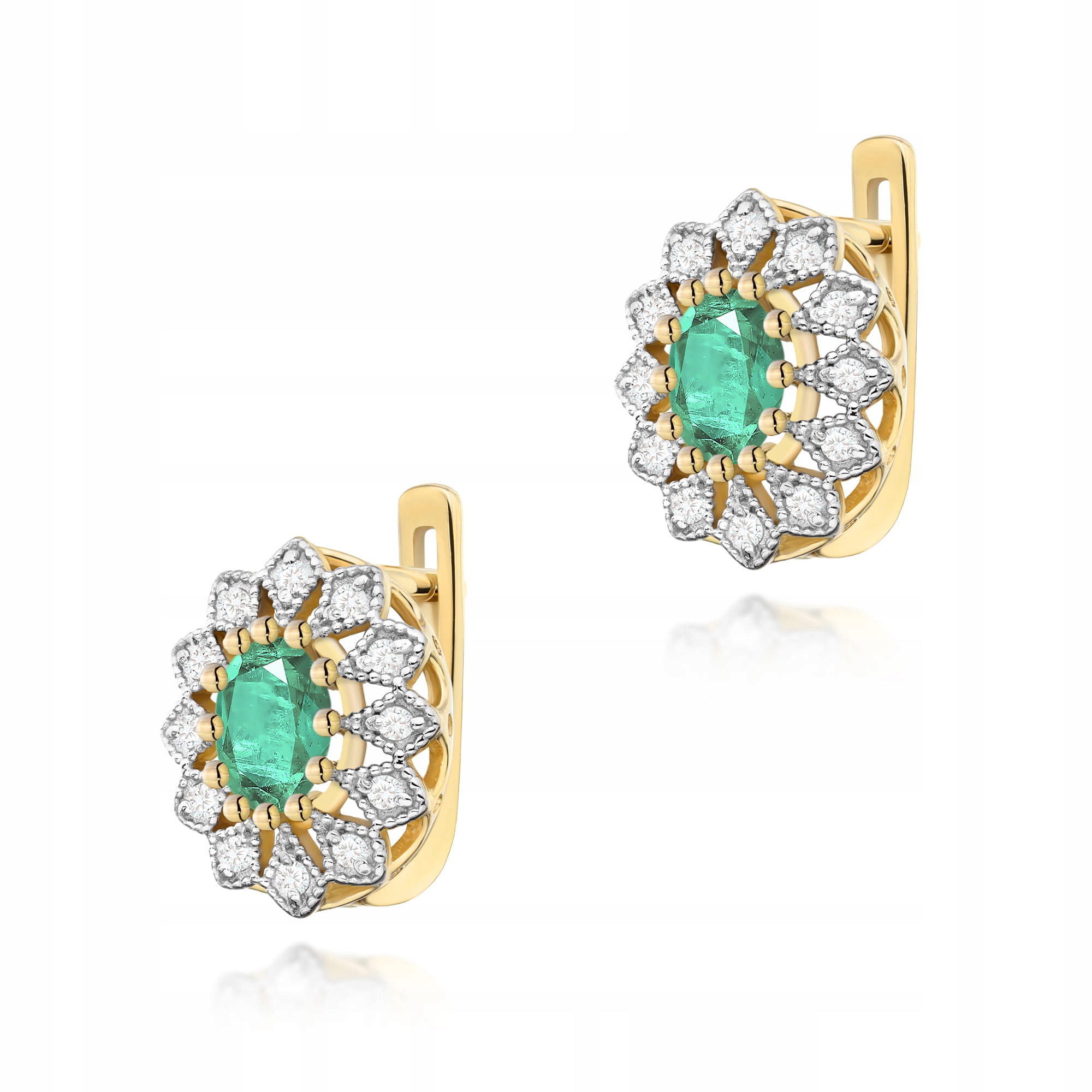Náušnice 585 s brilianty a smaragdy – jedinečný dárek k Valentýnu 4 g