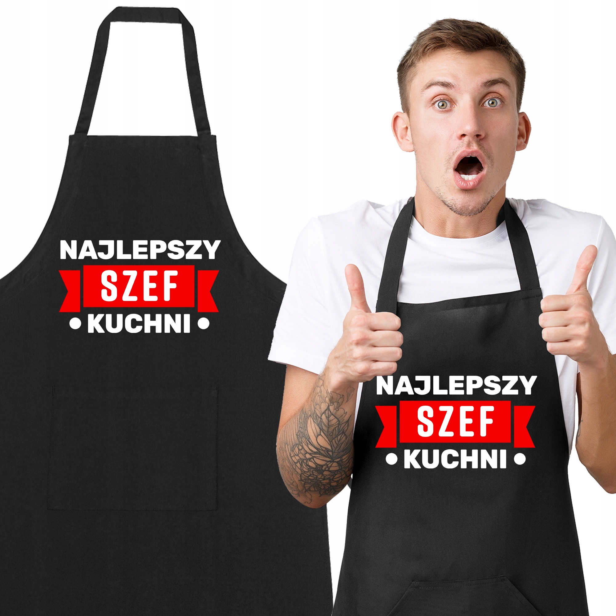 Černá bavlněná zástěra Nejlepší šéfkuchař pro tatínka Chlapce Vzory