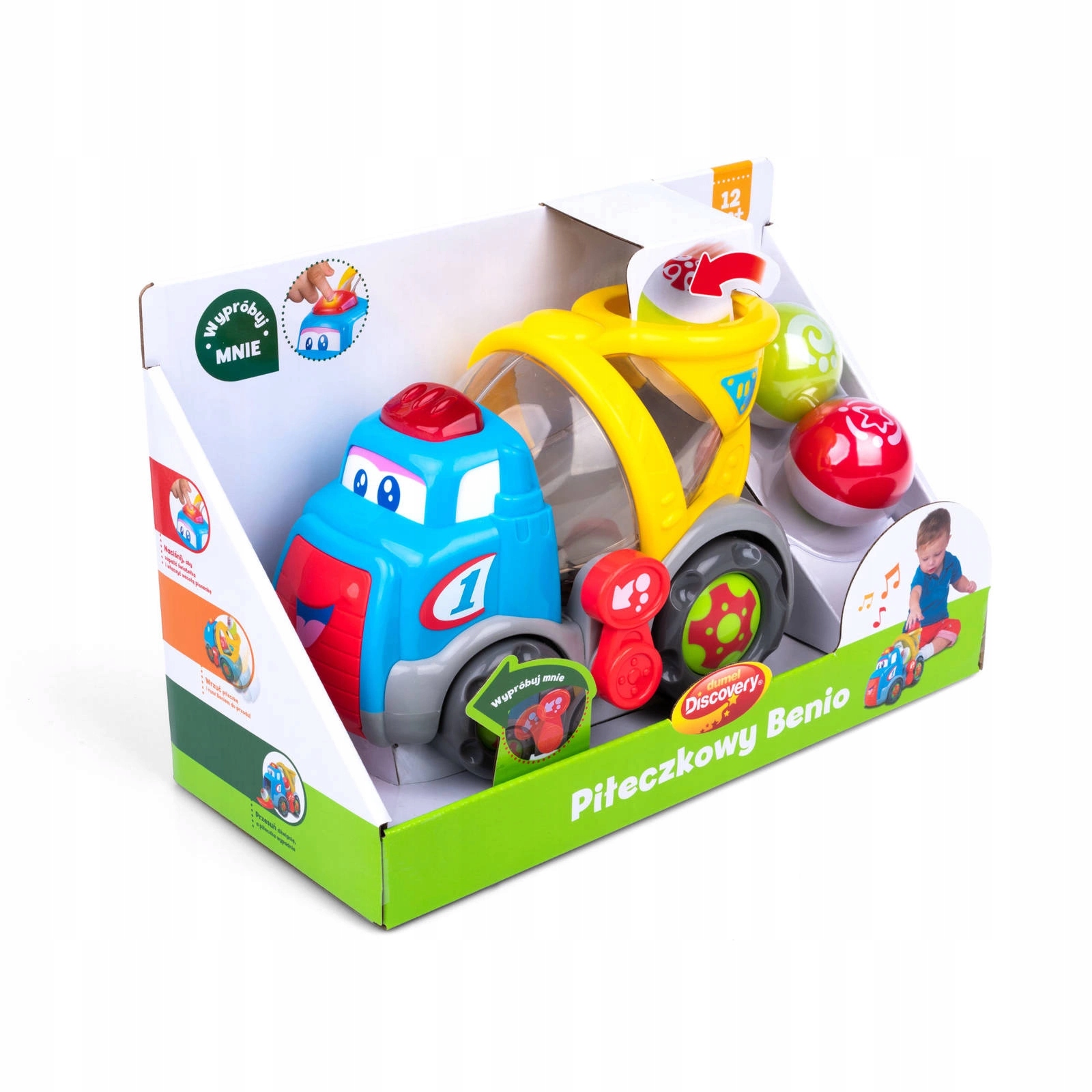 Piłeczkowy Benio betoniarka, Zabawki interaktywne śpiewający pojazd, Dumel Certyfikaty, opinie, atesty CE