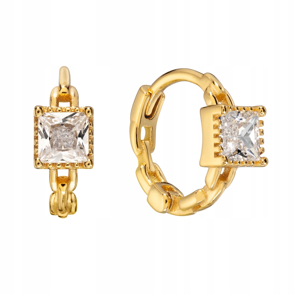 Kolczyki Pozłacane Koła Kółka z Cyrkoniami 1,2 cm Srebro 925 18K Sadva