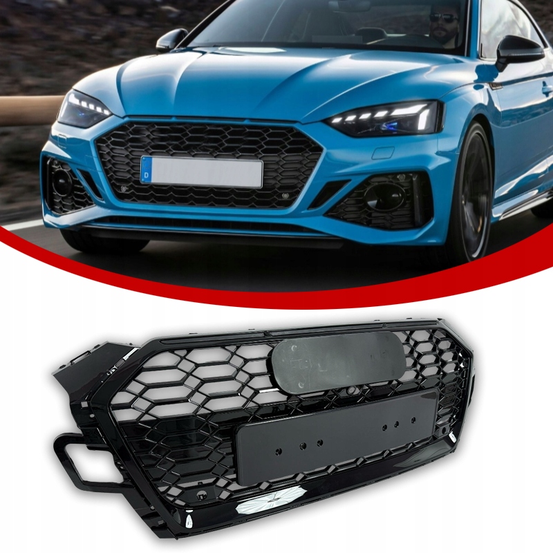 Audi A5 F5 Grill Atrapa Chladiče Medová Plástev 2019+ Černý Lesk