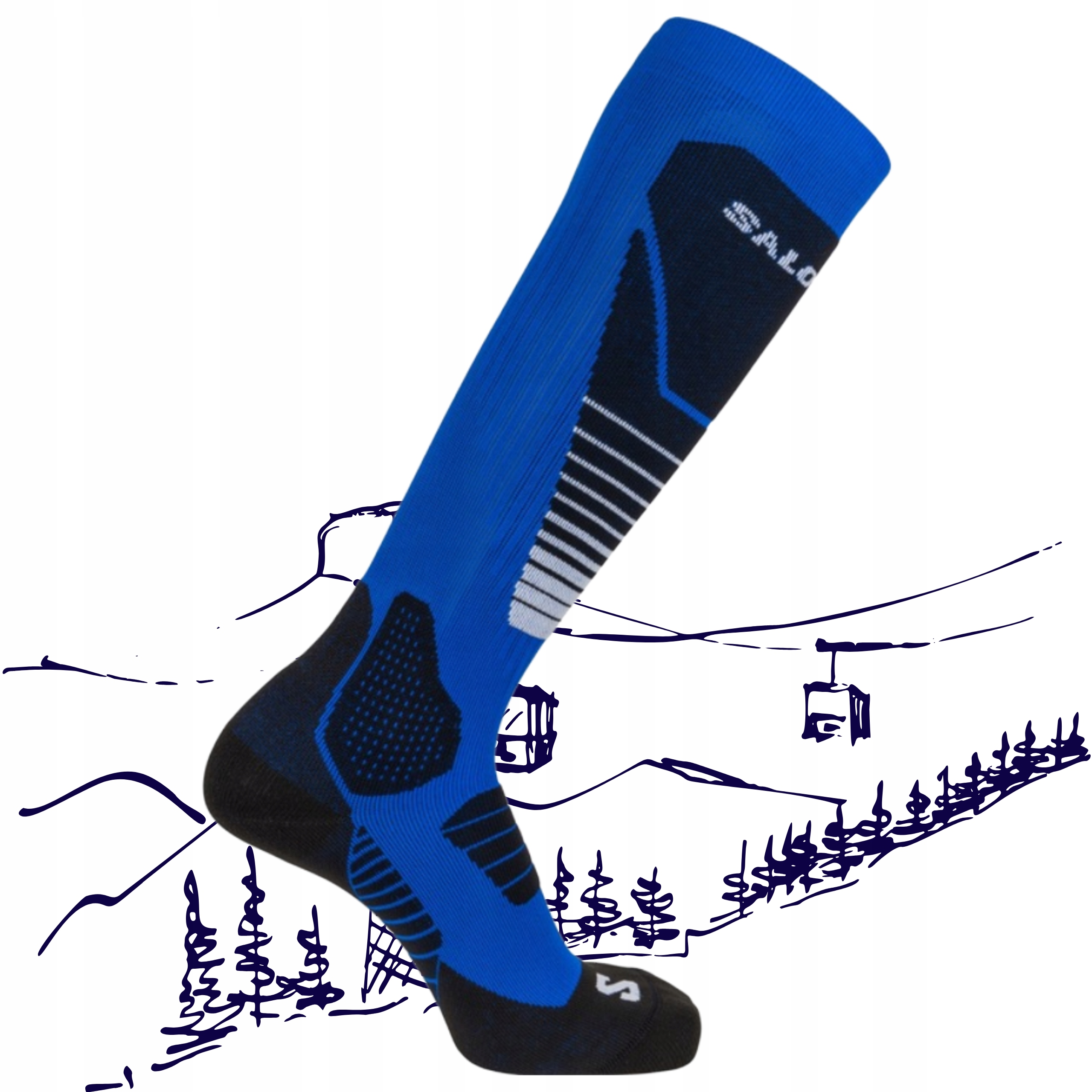 Skarpety narciarskie Długie Salomon S/Pro Dazzling Blue/Black/Cane 45-47