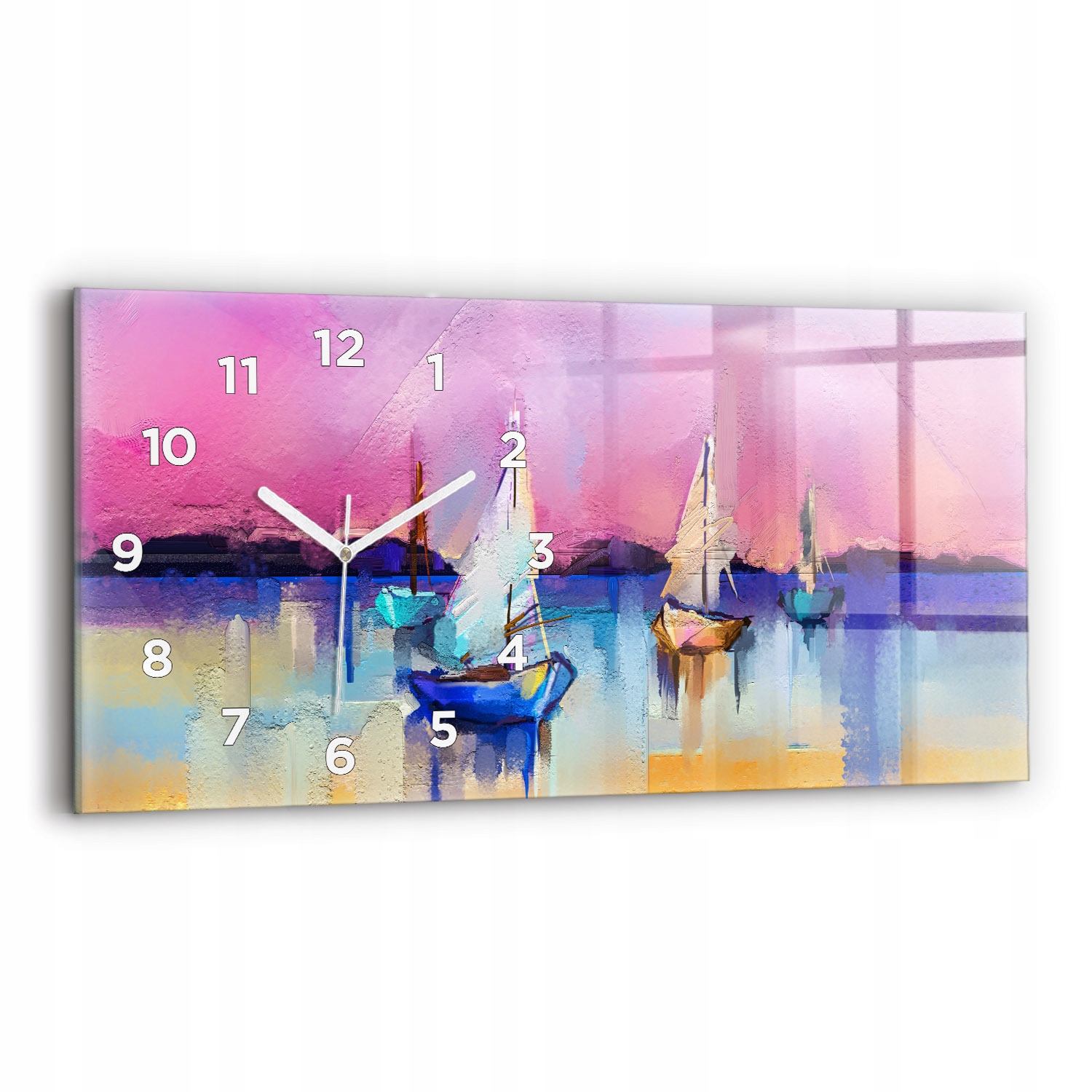 Elegantní skleněné hodiny do obývacího pokoje a kuchyně 60 cm x 30 cm Mořská krajina
