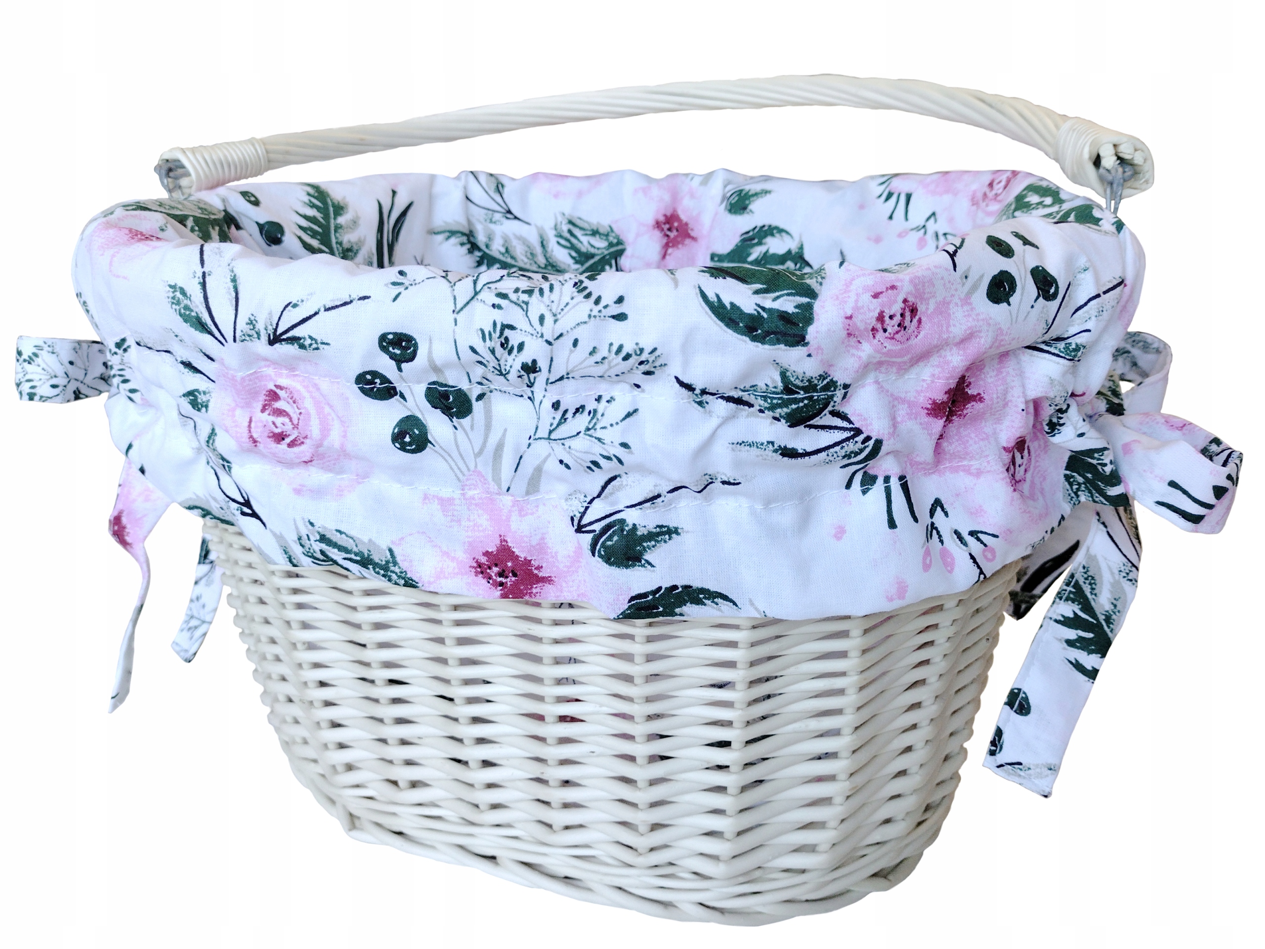 Koszyk wiklinowy rowerowy na rower kierownicę z uchwytem wkład Jackmar