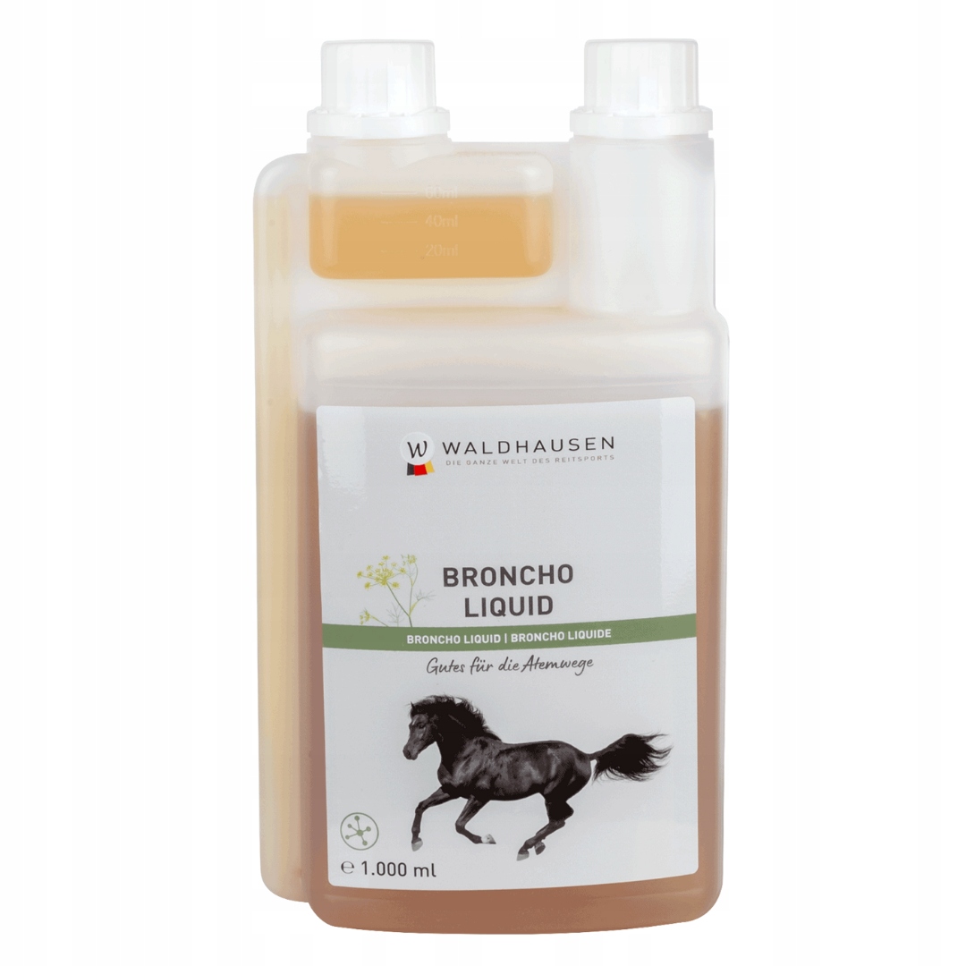 Płynny suplement dla koni wspierający drogi oddechowe Broncho liquid 1L