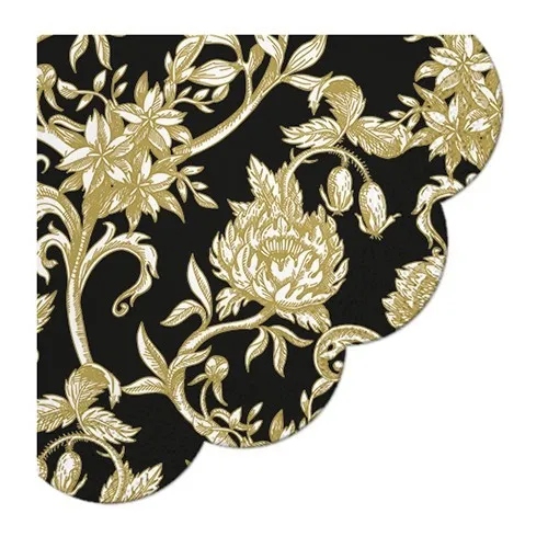 

Serwetki papierowe okrągłe w kwiaty złote 12szt.