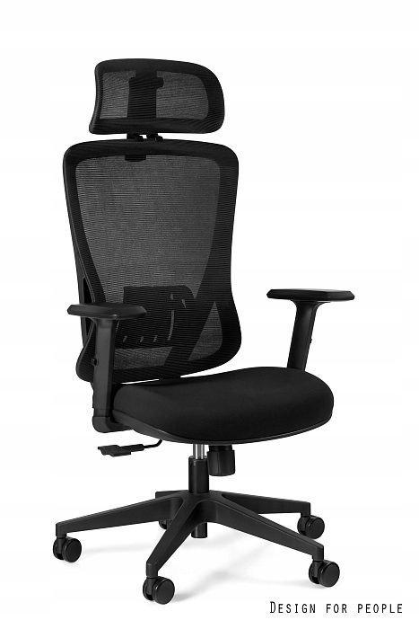 Fotel obrotowy zgodny z Bhp biurowy ergonomiczny Dart czarny Unique