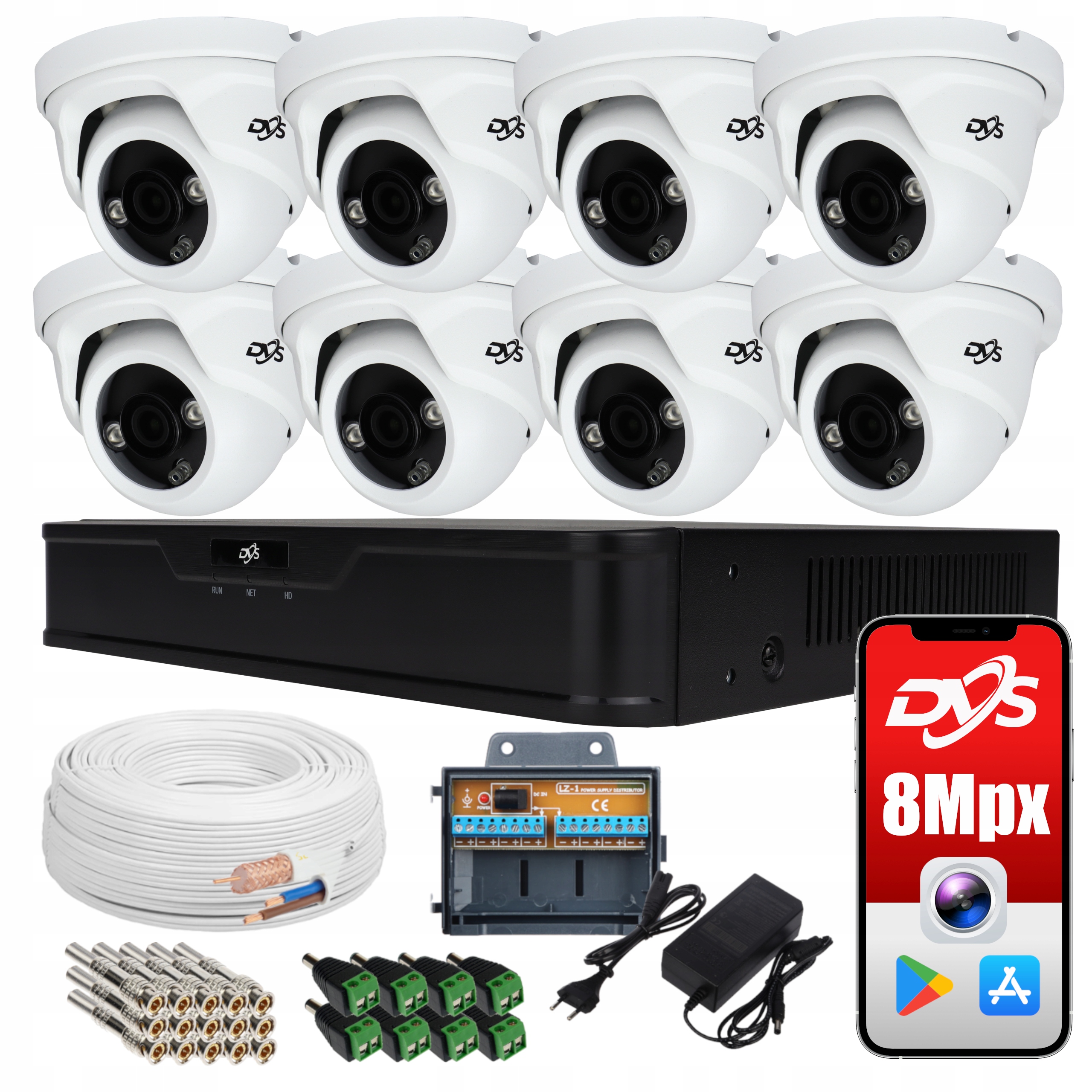 Monitoringu przemysłowy 8 kamer 8Mpx aplikacja P2P