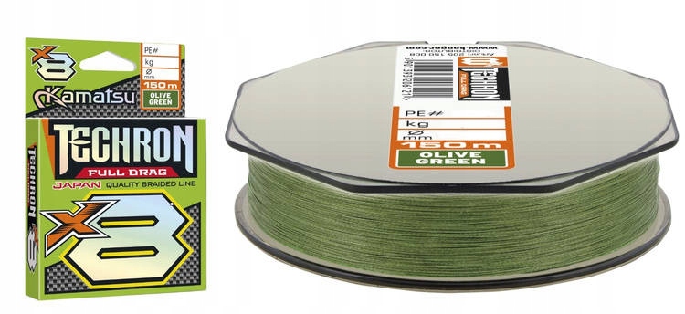 Plecionka Techron Full Drag X8 0,16mm/150m Olive Green Kamatsu