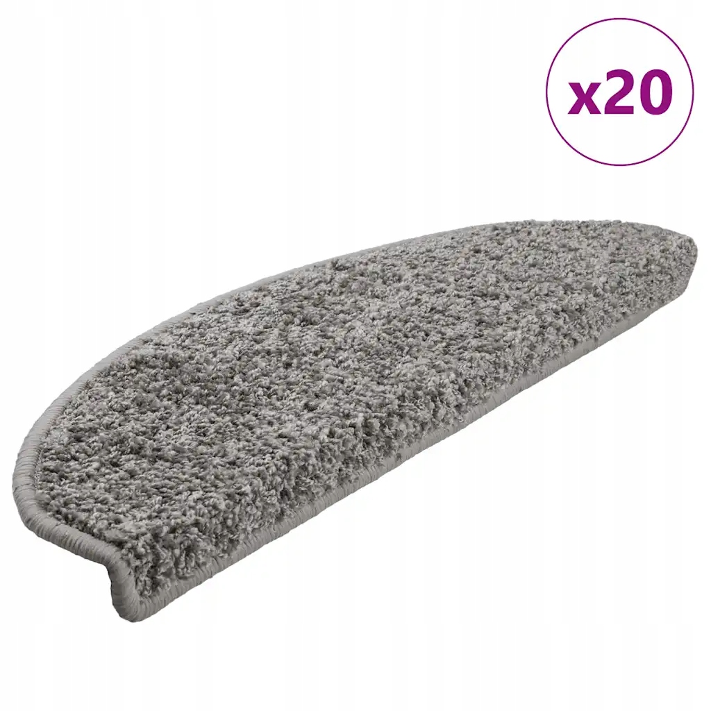 vidaXL Schodové rohože 20 ks 65 x 21 x 4 cm šedé, půlkulaté, velké