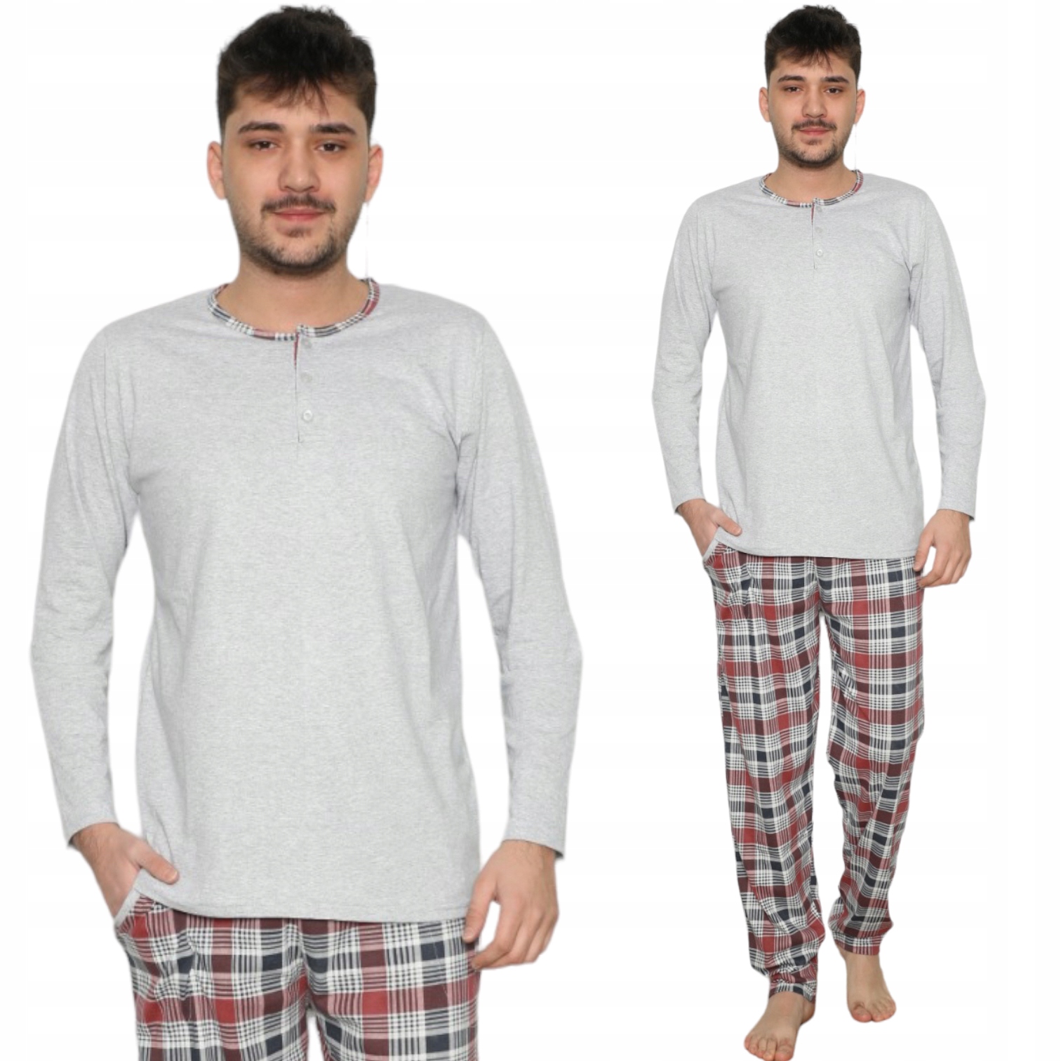 PIŻAMA MĘSKA DŁUGI RĘKAW DŁUGIE SPODNIE/BAWEŁNA