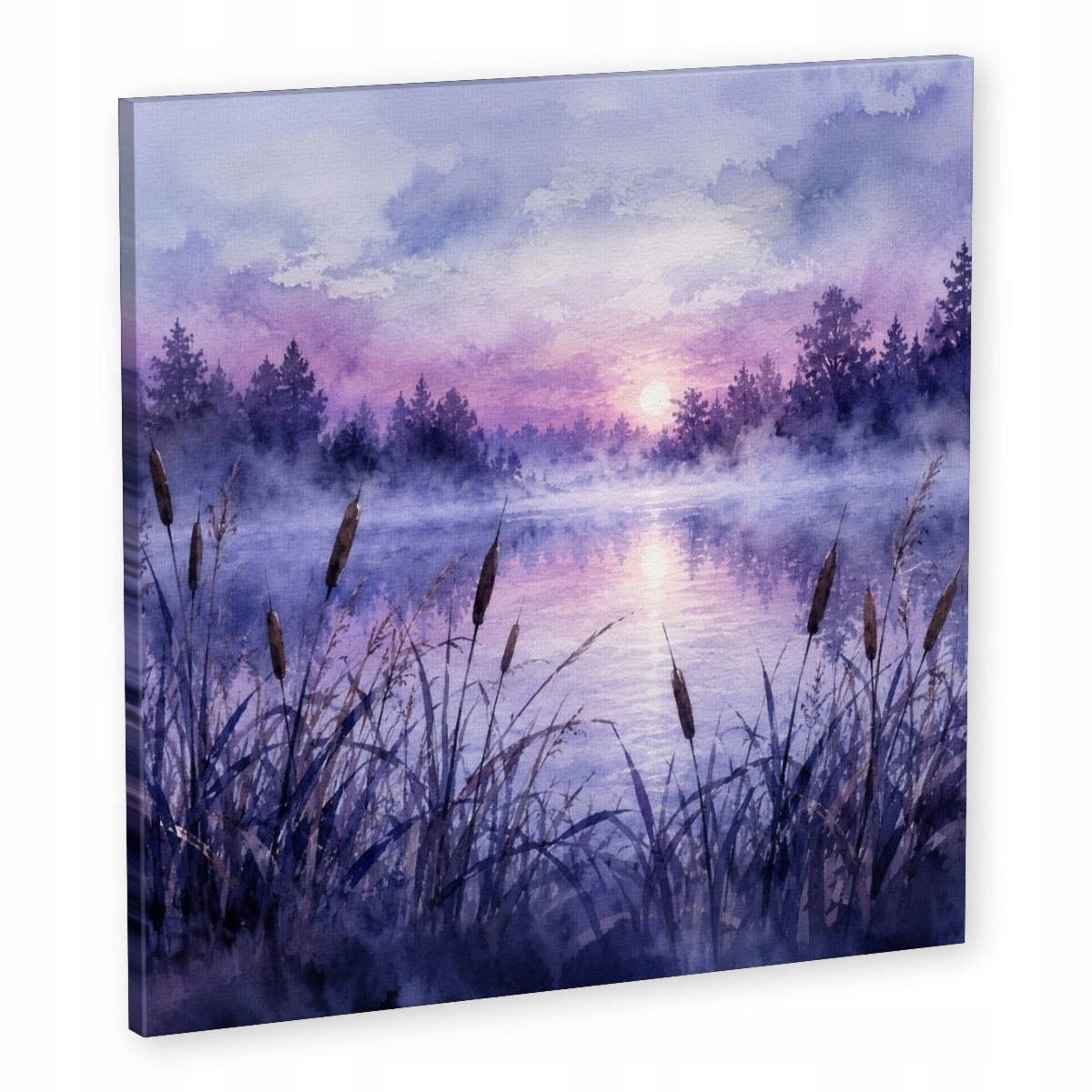 Obraz Na Plátně Canvas Večer Soumrak Jezero Břeh Mlha Měsíc 50x50