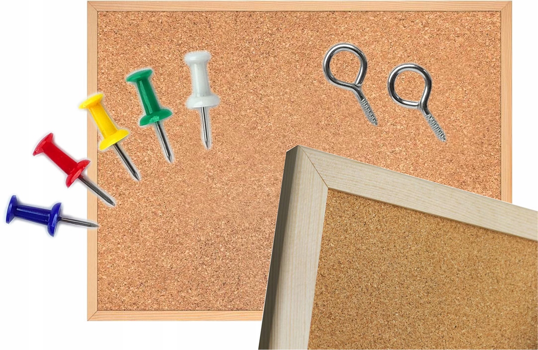 TABLICA korkowa DREWNIANA RAMA pinezki 40x60 60x40