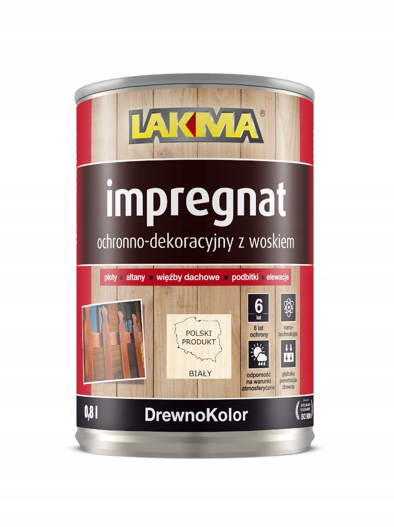 Lakma Impregnat Ochronno-Dekoracyjny W Woskiem, Biały, 4L 4738
