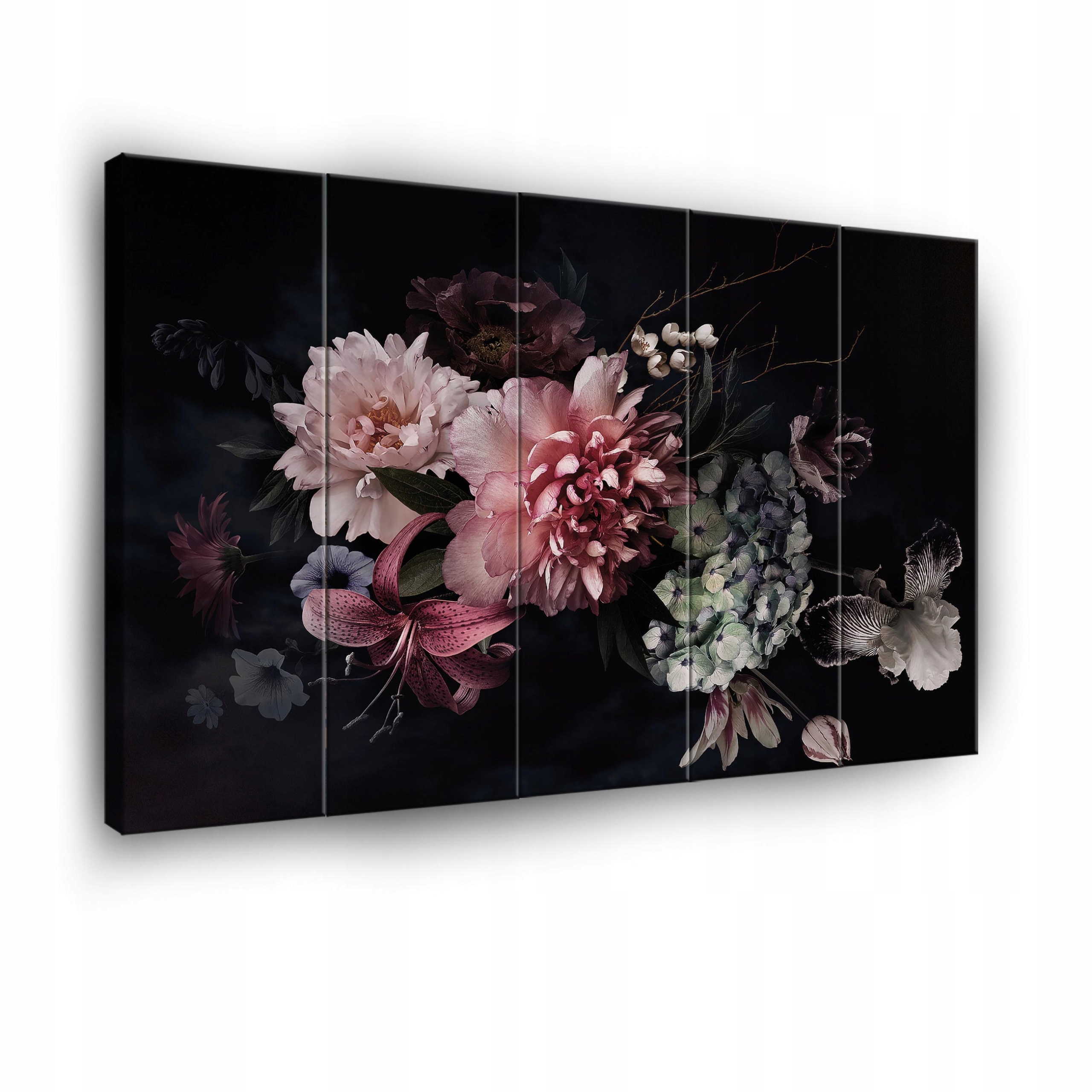 Obraz Květiny Černé Pozadí Na Plátně Stěna 5 Částí Ložnice Obývací Pokoj 150x100
