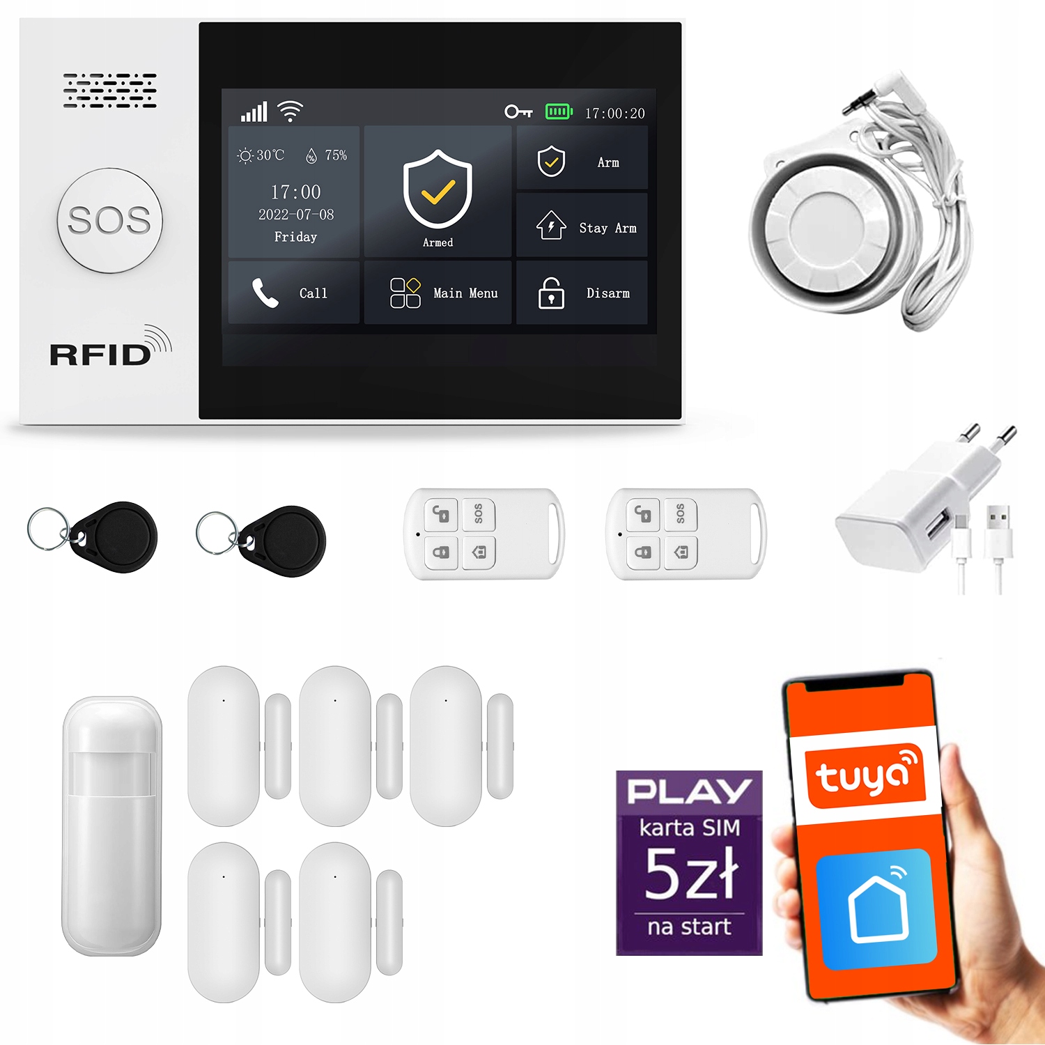 Bezdrôtový alarm Gsm WiFi s aplikáciou Tuya, sada Huxgo HXA007