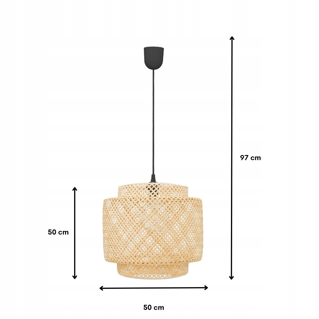 Lampa wisząca BOHO bambusowa czarna 50cm TH06 Długość/wysokość 97 cm