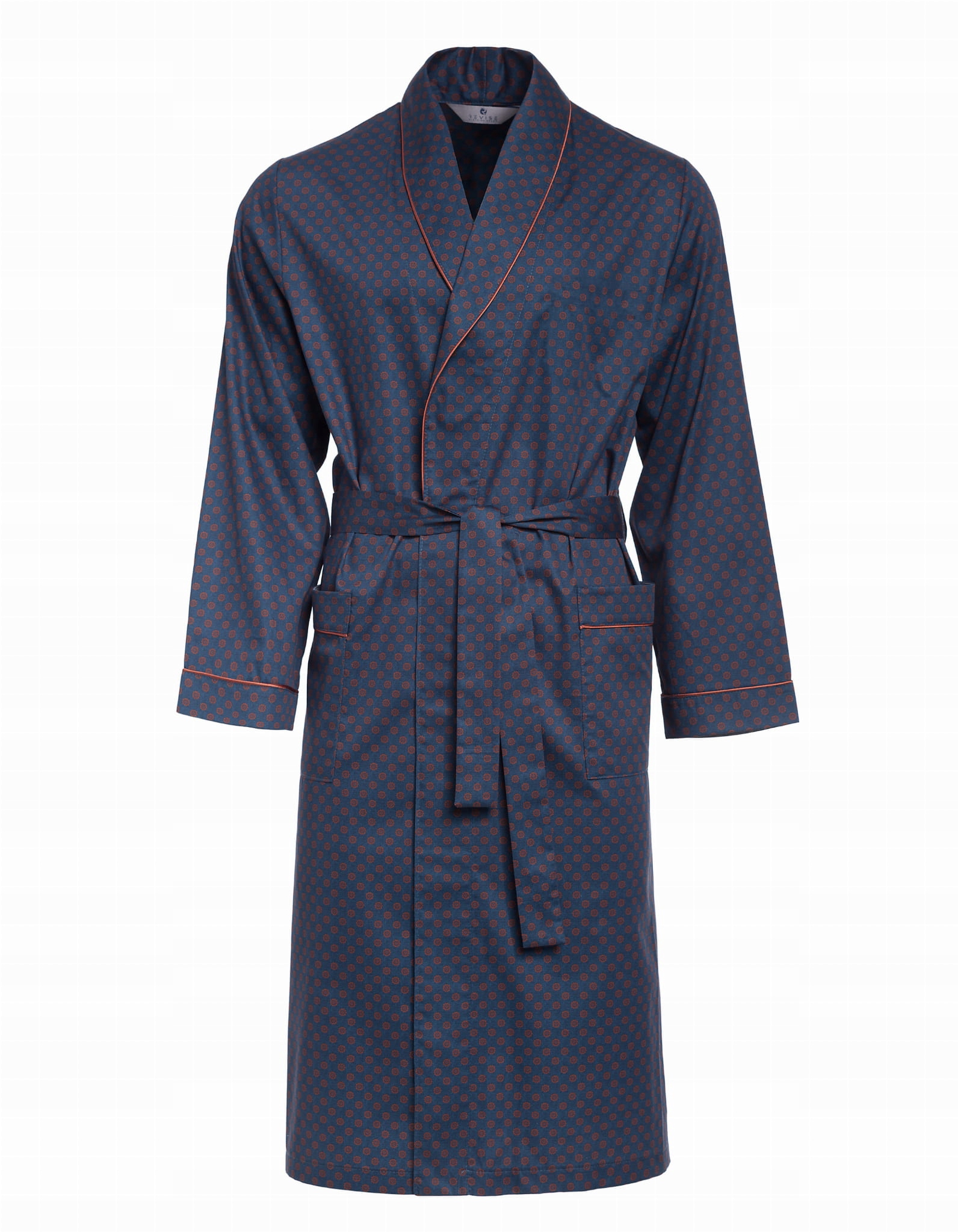 Elegantní tenký bavlněný pánský župan RE-504 Tmavě modrá C4 XL