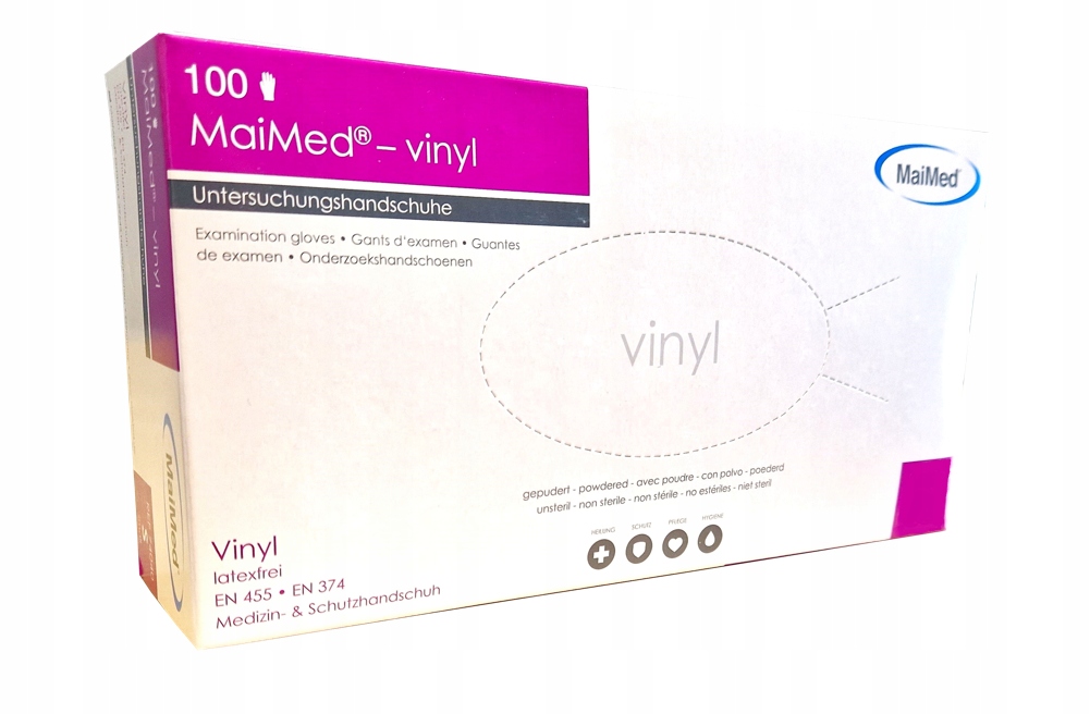 RĘKAWICE RĘKAWICZKI WINYLOWE PUDROWANE M 100 SZT Klasa wyrobu medycznego I