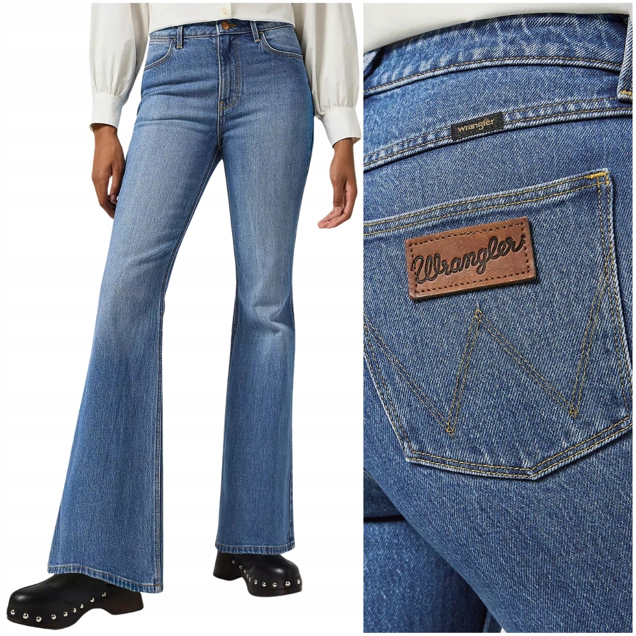 Wrangler Fierce Flare high Meadow dámské džínové kalhoty se zvony W28 L32